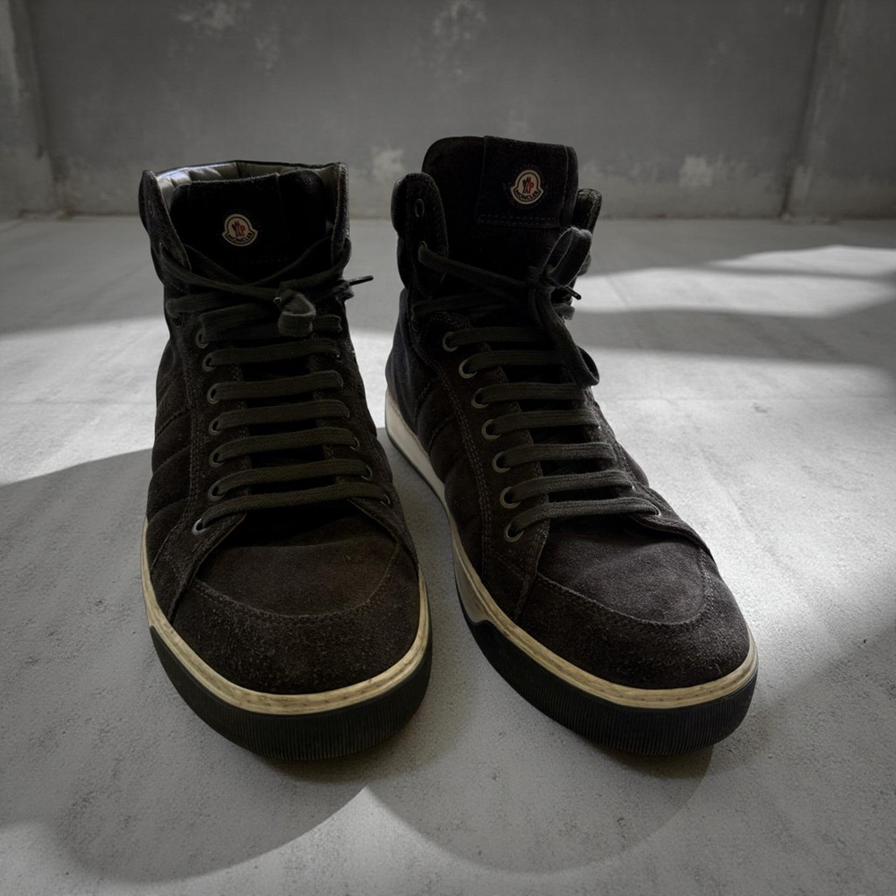 Moncler Dark Suede High-Top Sneakers - Picture 2 of 9